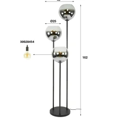 Lampadaire design en verre fumé 3 tiges RALF
