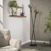 Lampadaire design tiges croisées, 2 abat-jour gouttes NIAGARA