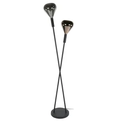 Lampadaire design tiges croisées, 2 abat-jour gouttes NIAGARA