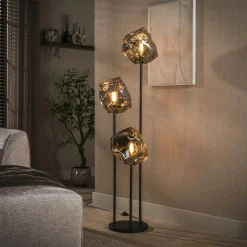 Lampadaire design verre chromé 3 blocs NIAGARA