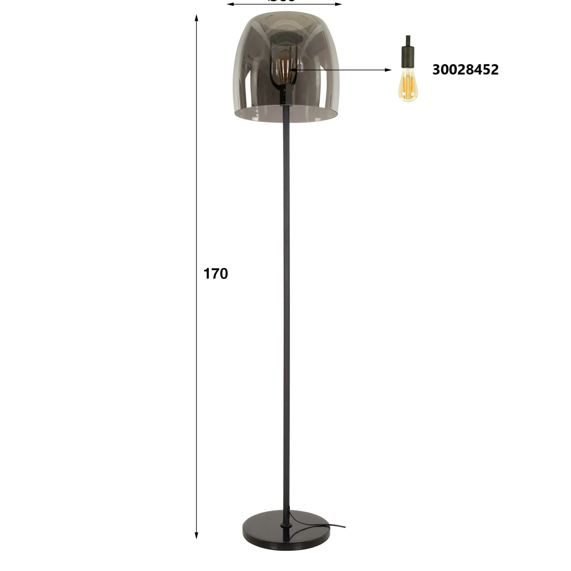 Lampadaire en verre fumé gris NIAGARA