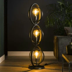 Lampadaire industriel anneaux doubles 3 lampes TRIBECA