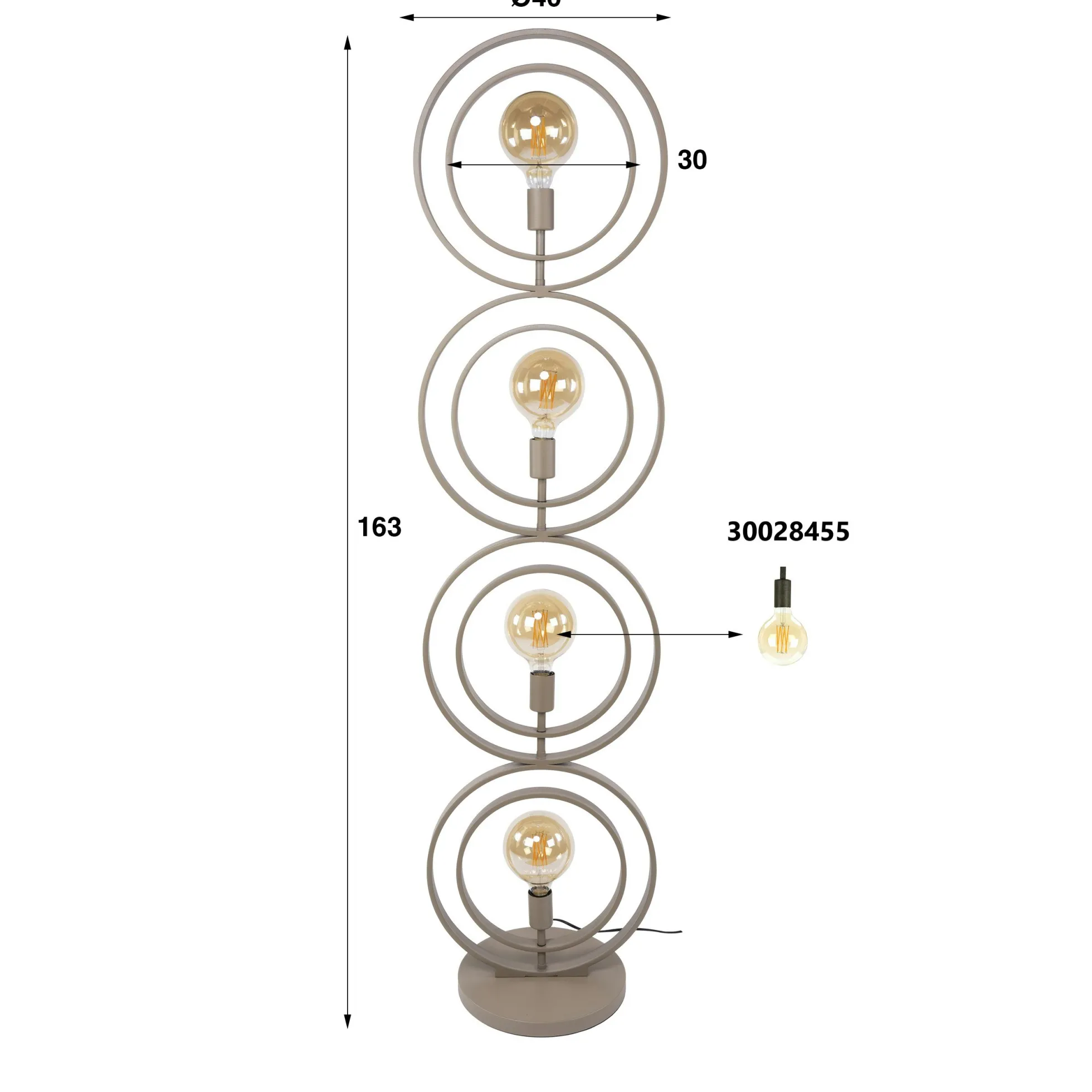 Lampadaire moderne beige 4 anneaux pivotants TRIBECA