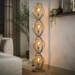 Lampadaire moderne beige 4 anneaux pivotants TRIBECA