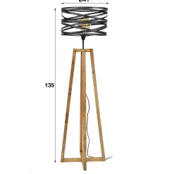 Lampadaire moderne effet ruban pieds bois naturel RALF