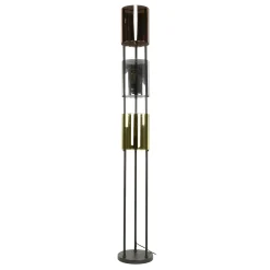 Lampadaire moderne tricolore, 3 abat-jour en verre NIAGARA