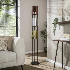 Lampadaire moderne tricolore, 3 abat-jour en verre NIAGARA