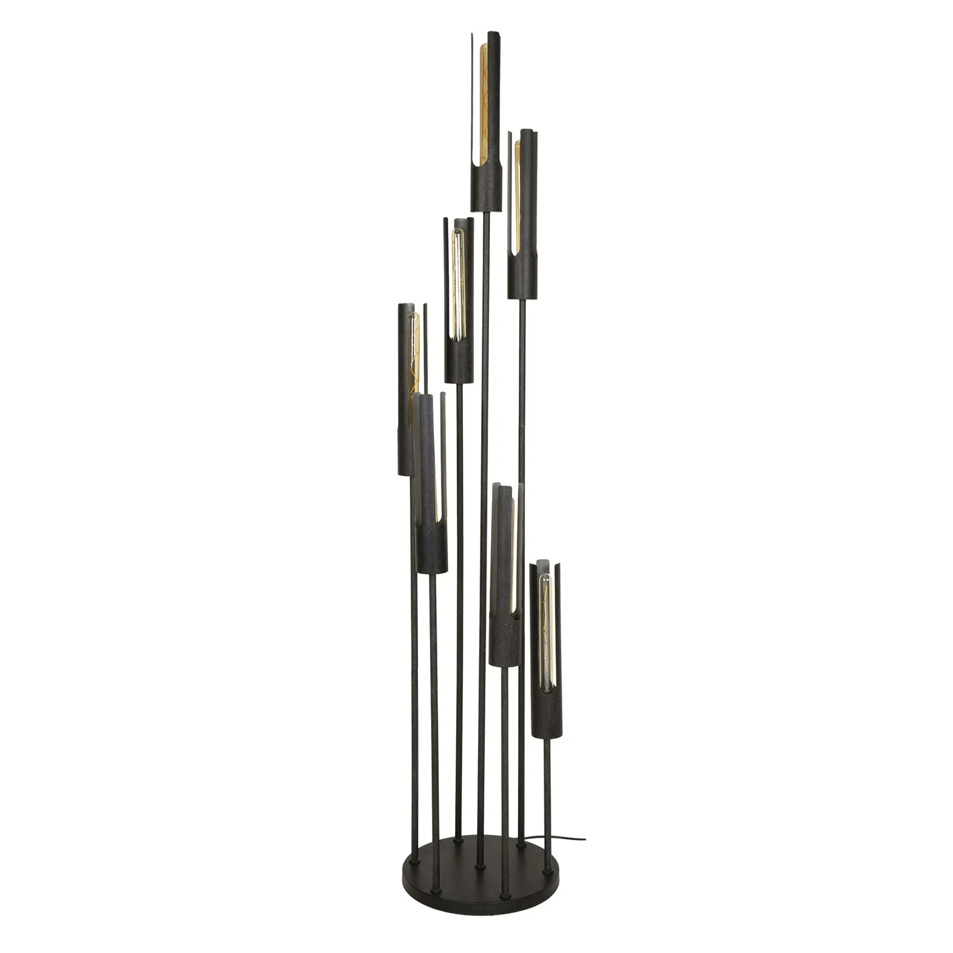 Lampadaire noir avec 7 abat-jour forme tube RALF