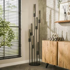 Lampadaire noir avec 7 abat-jour forme tube RALF