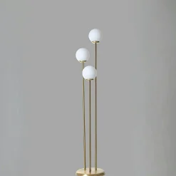Lampadaire salon art déco, 3 globes verre dépoli SIERRE