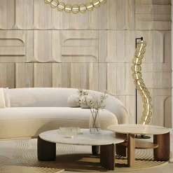 Lampadaire salon design – guirlande métal doré EDEN