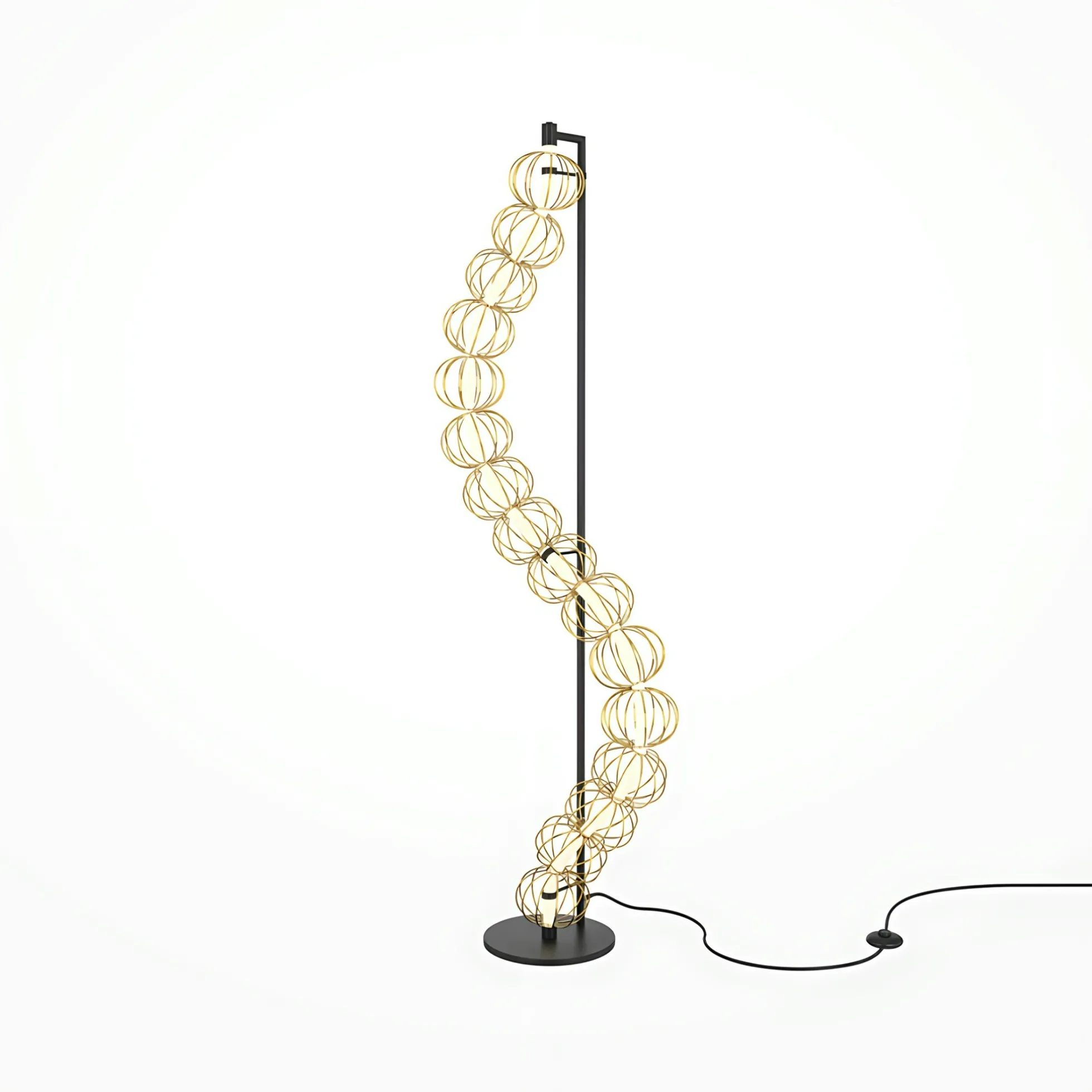 Lampadaire salon design – guirlande métal doré EDEN