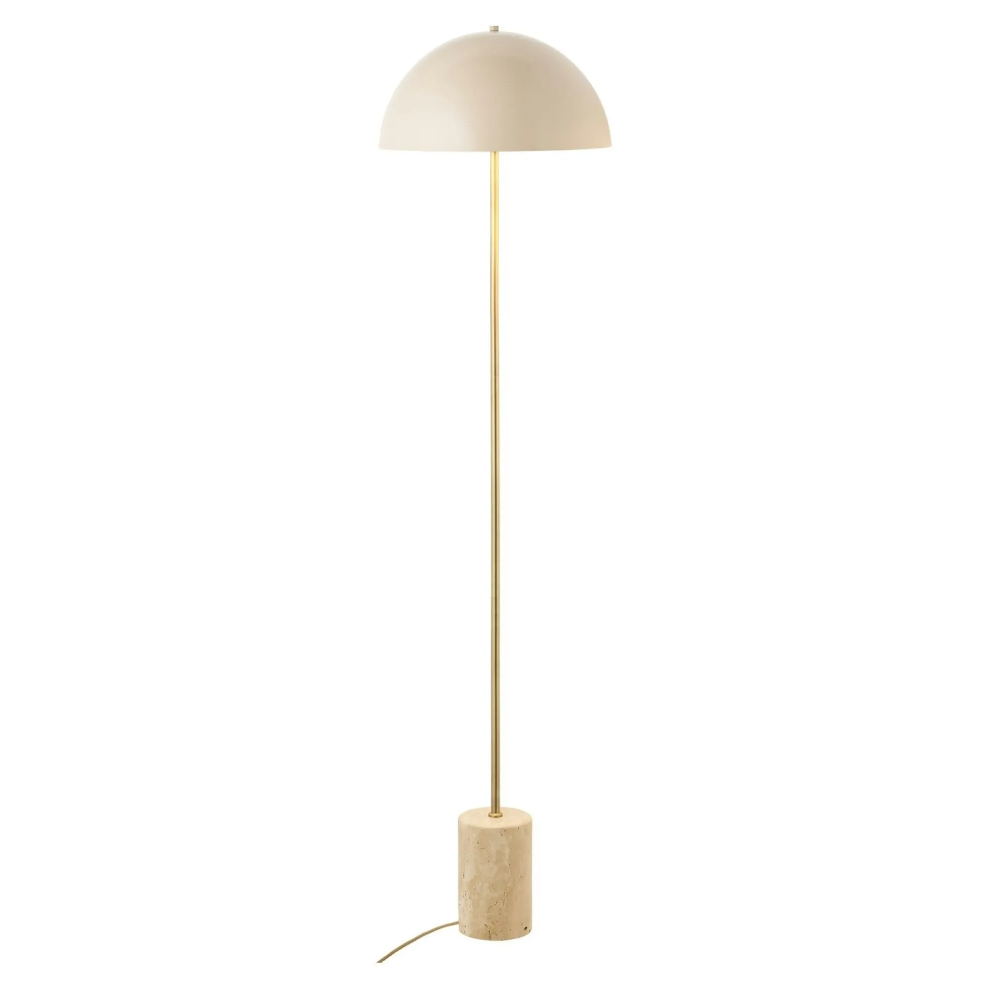 Lampadaire salon design marbre beige et métal doré KARS