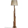 Lampadaire salon en bois sculpté abat-jour beige ANZIO