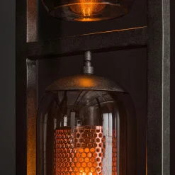 Lampadaire salon 4 lampes verre fumé et métal cuivré NOVA