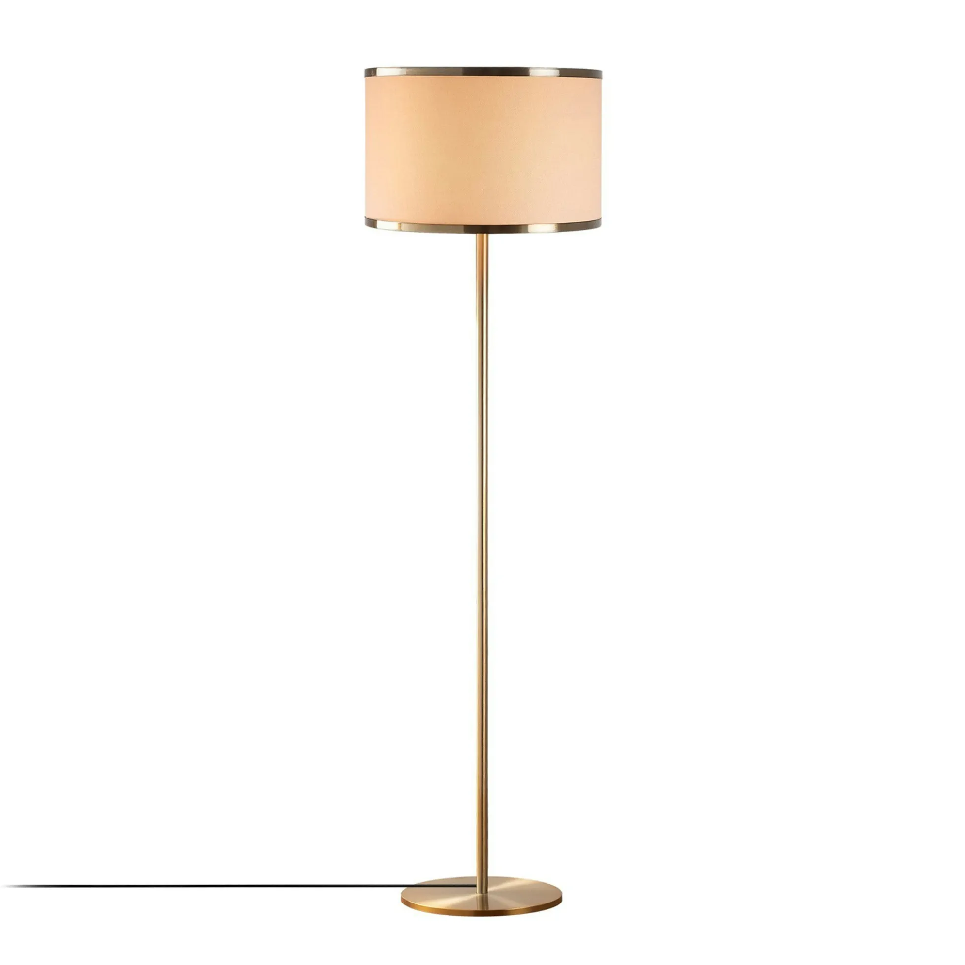 Lampadaire salon moderne, abat-jour tissu écru ZURICH