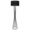 Lampadaire salon moderne chic noir, abat-jour tissu SINOP