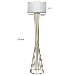 Lampadaire salon moderne doré avec abat-jour blanc SINOP