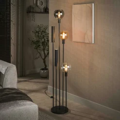 Lampadaire salon moderne 3 globes verre tricolore NOVA