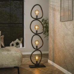 Lampadaire salon noir – forme galet, 4 ampoules TRIBECA