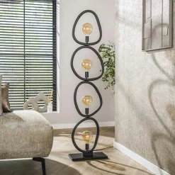 Lampadaire salon noir – forme galet, 4 ampoules TRIBECA