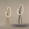 Lampadaire tige LED doré avec 1 tube lumineux AURORA