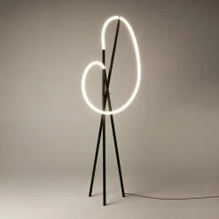 Lampadaire tige LED noir avec 1 tube lumineux AURORA