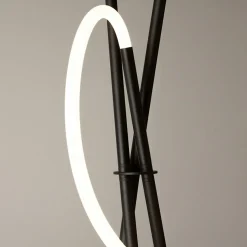 Lampadaire tige LED noir avec 1 tube lumineux AURORA