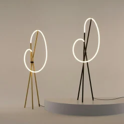Lampadaire tige LED noir avec 1 tube lumineux AURORA