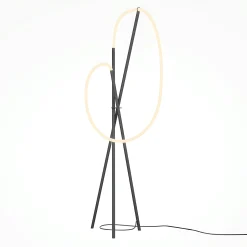 Lampadaire tige LED noir avec 1 tube lumineux AURORA