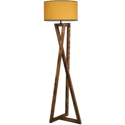 Lampadaire trépied croisé abat-jour jaune 150 cm KILIS