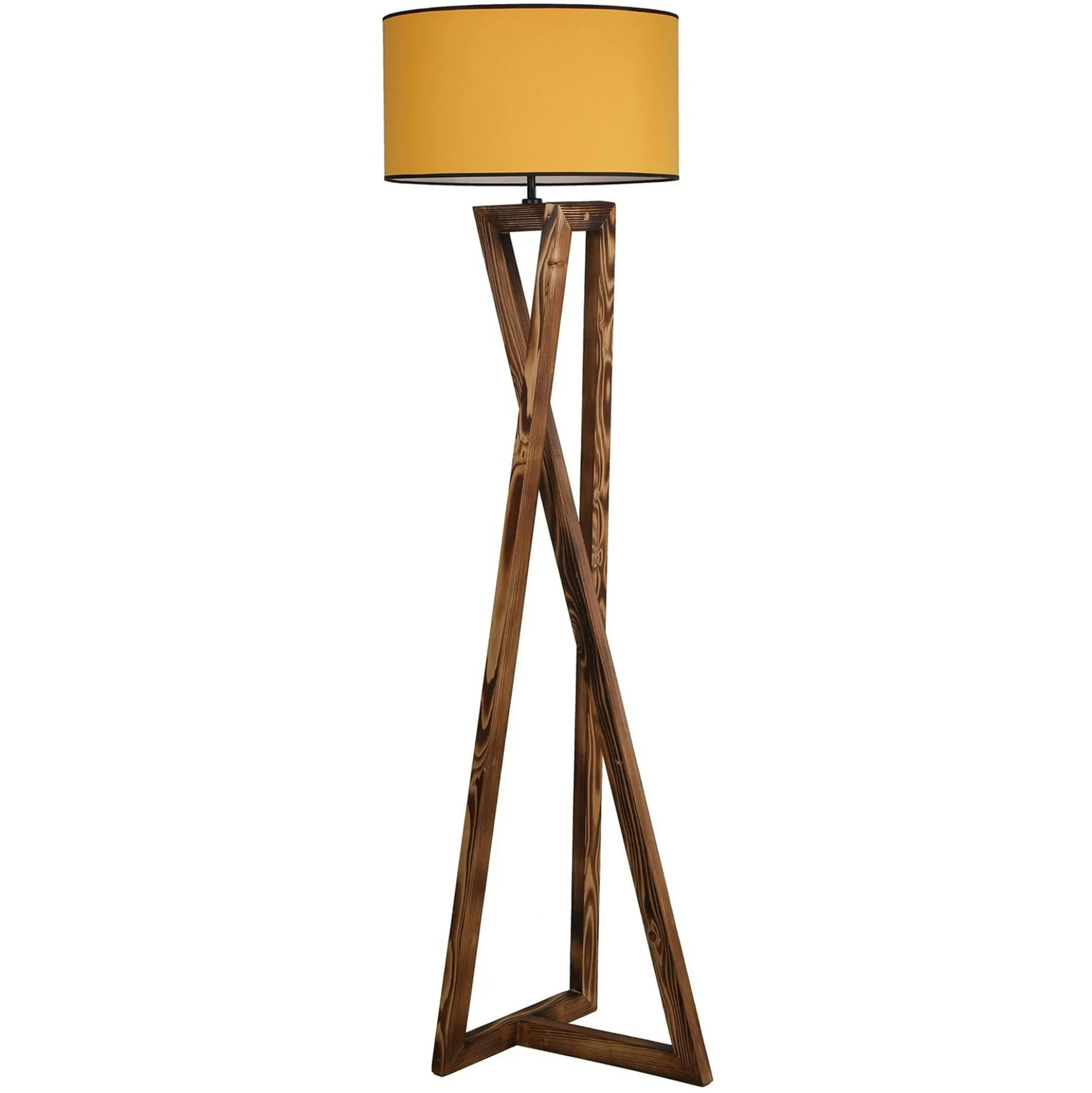Lampadaire trépied croisé abat-jour jaune 150 cm KILIS