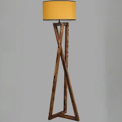 Lampadaire trépied croisé abat-jour jaune 150 cm KILIS