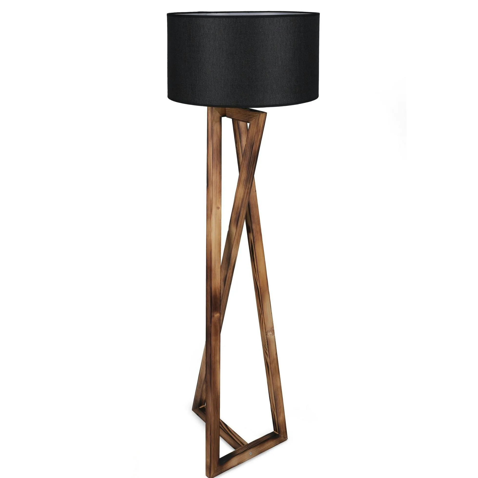 Lampadaire trépied croisé abat-jour noir 150 cm KILIS