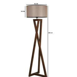 Lampadaire trépied croisé abat-jour beige 150 cm KILIS