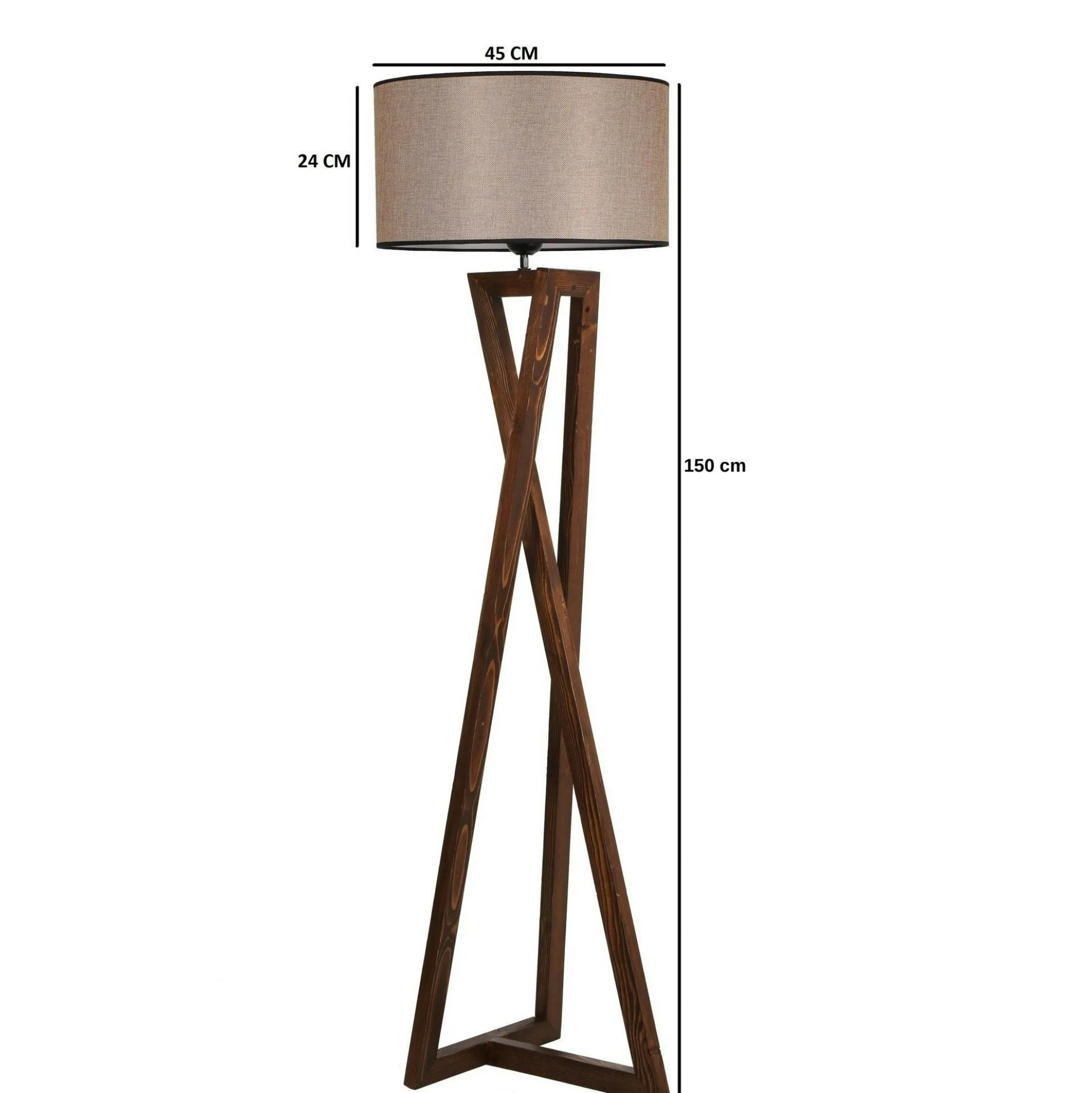 Lampadaire trépied croisé abat-jour beige 150 cm KILIS