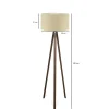 Lampadaire trépied effet bois brun, abat-jour beige KILIS