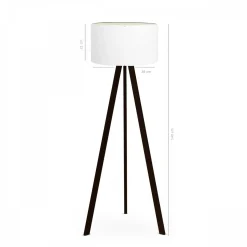 Lampadaire trépied effet bois noir, abat-jour blanc Ø38 cm KILIS