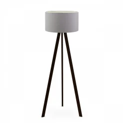 Lampadaire trépied effet bois noir, abat-jour gris Ø38 cm KILIS