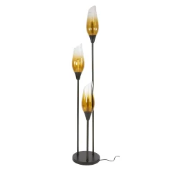 Lampadaire verre fumé métal 3 abat-jour NIAGARA