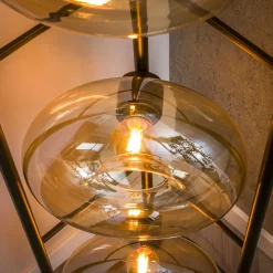 Lampadaire vintage anneaux en verre ambré NIAGARA
