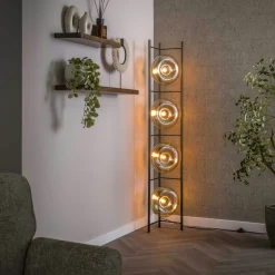 Lampadaire vintage anneaux en verre ambré NIAGARA