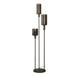 Lampadaire vintage en verre brun – 3 lampes, tiges bronze NOVA