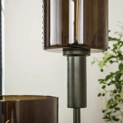 Lampadaire vintage en verre brun – 3 lampes, tiges bronze NOVA