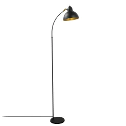Lampadaire vintage noir & doré avec abat-jour orientable SILE