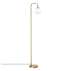 Lampadaire vintage sur tige, 1 globe verre dépoli SIERRE