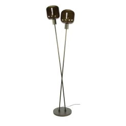 Lampadaire vintage verre – 2 abat–jour croisés bronze NOVA