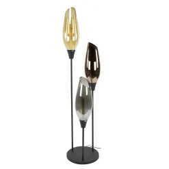 Lampadaire vintage XL avec abat-jour en verre forme torche NIAGARA