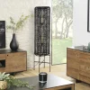 Lampadaire 39x39cm rotin couleur noire pieds acier FOLELLI