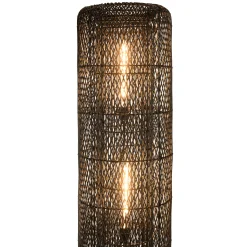 Lampadaire 39x39cm rotin couleur noire pieds acier FOLELLI